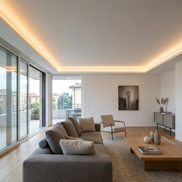 Veletta con luce LED integrata in soggiorno